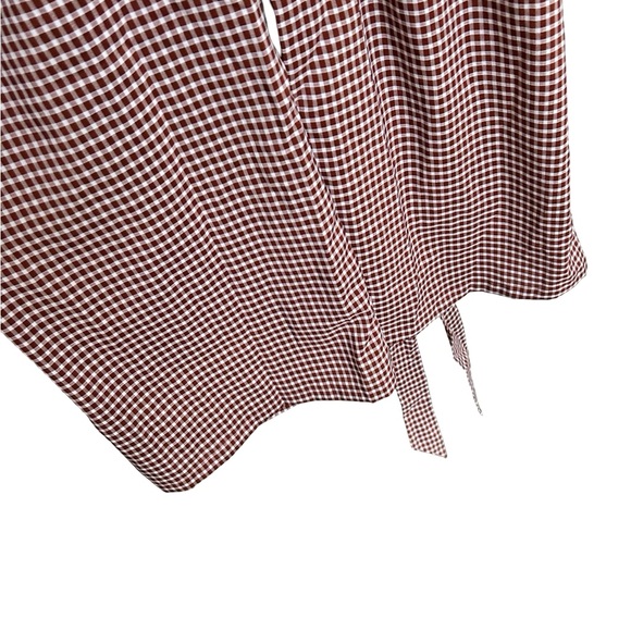 Cider Brown Gingham Plunge V-Neck One Piece Wide Leg Pantsuit Jumpsuit Size XL - Picture 15 of 16